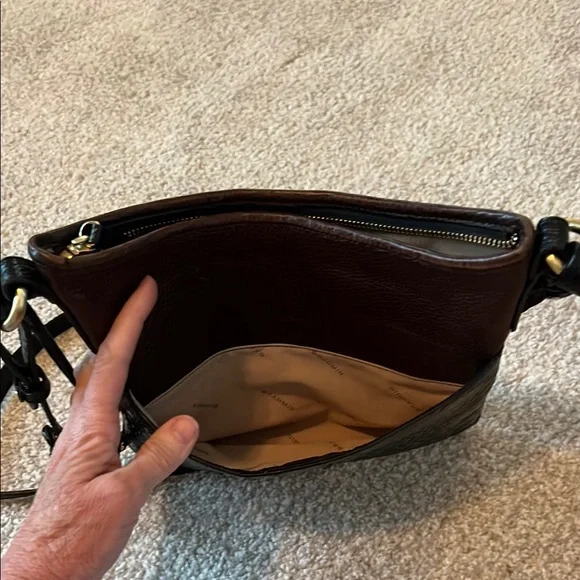 Brahmin Brown and Black Crossbody Bag with Leopard Print - Picture 3 of 7